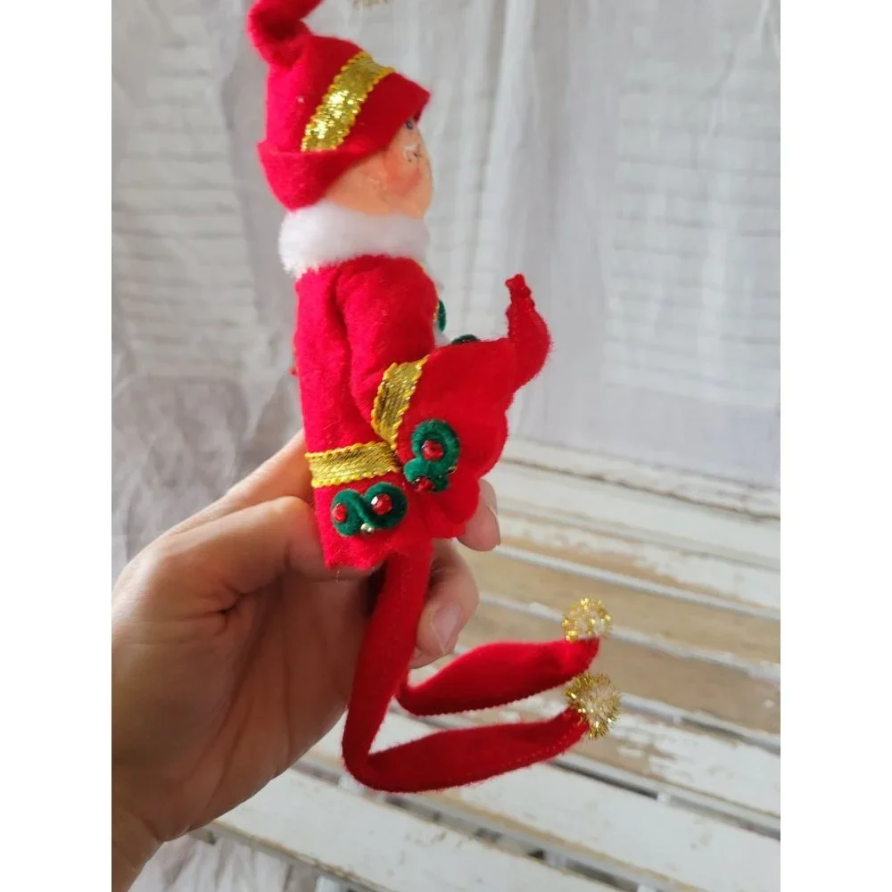 Annalee pixie red elf gold 2008‎ Xmas decor